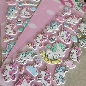So Cute Puffy Unicorn Stickers 2 Sheets 🦄